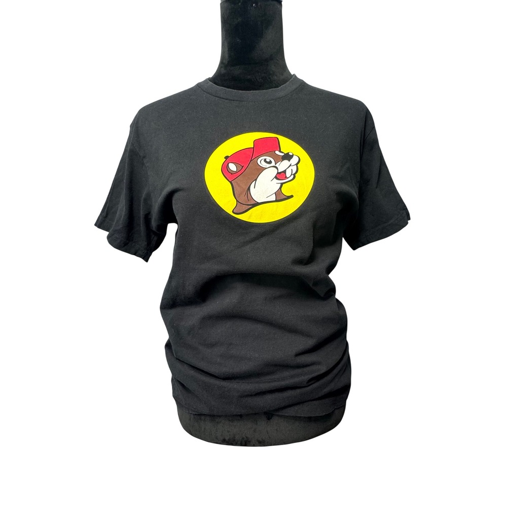 Buc-ee's Texas Beaver Logo Graphic T-Shirt Black Souvenir Travel Tee Size S